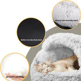 2 In 1 Round Donut Plush Dog and Cat Warm Bed House-Wiggleez-Coffe Long Plush-16 In-Wiggleez