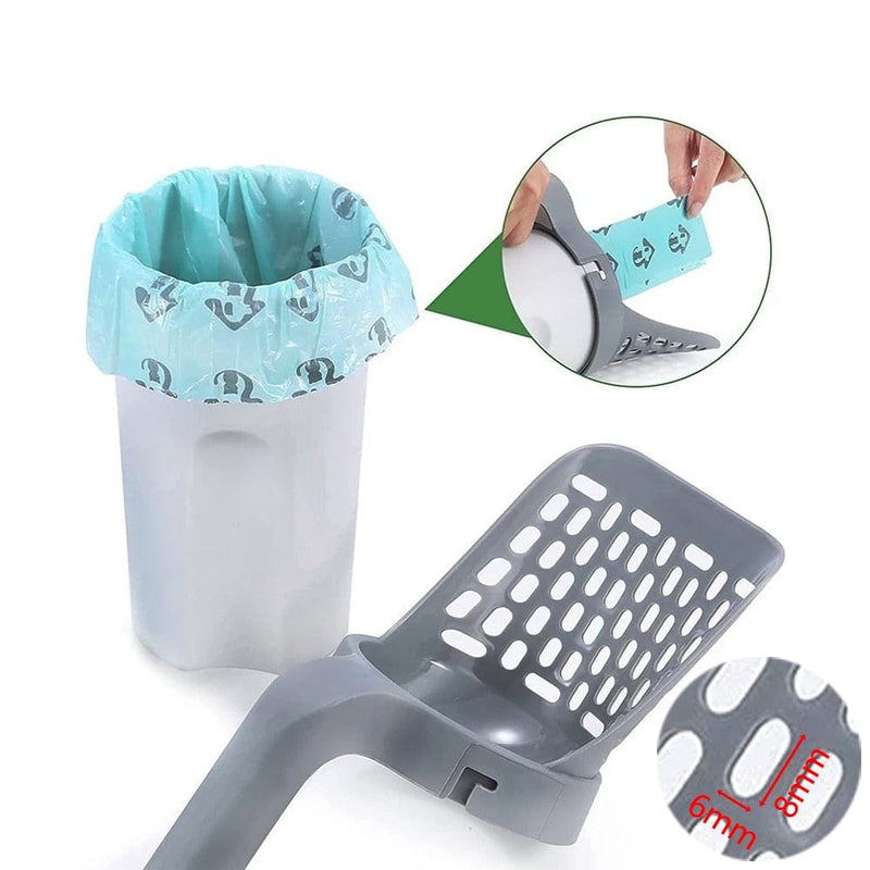 2 in 1 Cat Litter Shovel Scoop-Wiggleez-Grey + 2 Rolls-Wiggleez