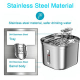 2L Stainless Steel Auto Smart Motion Sensor Cat Dog Water Dispenser-Wiggleez-Stainless Steel Fountain-Wiggleez