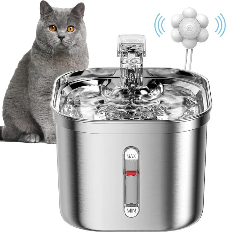 2L Stainless Steel Auto Smart Motion Sensor Cat Dog Water Dispenser-Wiggleez-Stainless Steel Fountain-Wiggleez