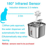 2L Stainless Steel Auto Smart Motion Sensor Cat Dog Water Dispenser-Wiggleez-Stainless Steel Fountain-Wiggleez