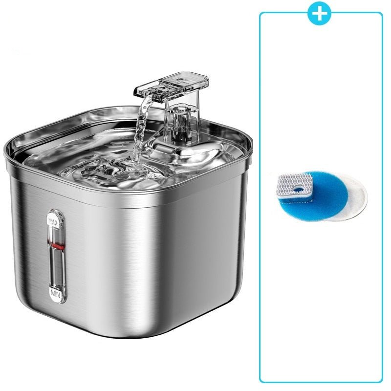 2L Stainless Steel Auto Smart Motion Sensor Cat Dog Water Dispenser-Wiggleez-Stainless Steel Fountain-Wiggleez