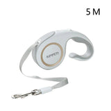 3M 5M Dog Retractable Traction Automatic Rope Dog Leash Harness Belt Small Medium Dogs-Wiggleez-5M White-Wiggleez