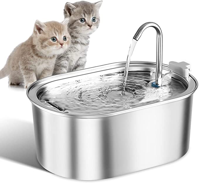 3.2L Stainless Steel Auto Smart Motion Sensor Cat Dog Water Dispenser-Stainless Steel Automatic Cat Water Fountain-Wiggleez-Stainless Steel Fountain-Wiggleez