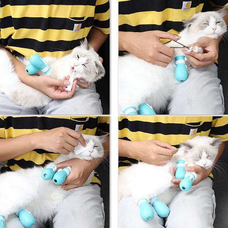 Adjustable Anti-Scratch Shoes for Cats-Wiggleez-Blue-Wiggleez