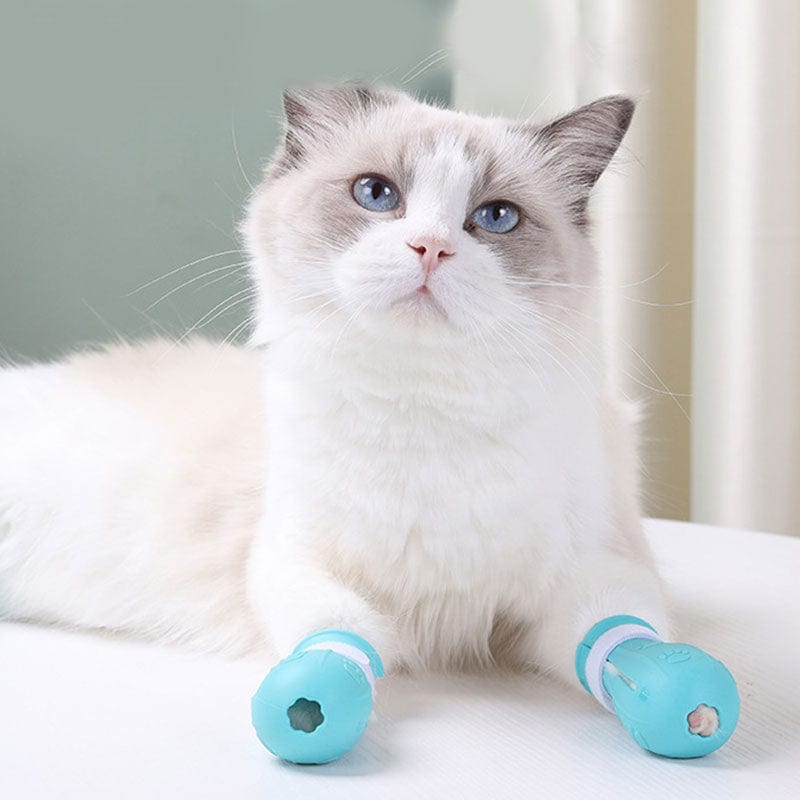 Adjustable Anti-Scratch Shoes for Cats-Wiggleez-Blue-Wiggleez