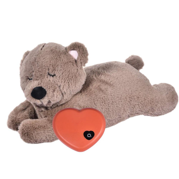 Anti Anxiety Plush Heartbeat Dog Behavioral Training Aid Toy-Wiggleez-Light Grey-Wiggleez