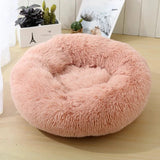 Anti Anxiety Warm Cozy Dog Calming Round Donut Bed-Wiggleez-White-M- 20 in-Wiggleez