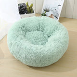 Anti Anxiety Warm Cozy Dog Calming Round Donut Bed-Wiggleez-White-M- 20 in-Wiggleez