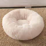 Anti Anxiety Warm Cozy Dog Calming Round Donut Bed-Wiggleez-White-M- 20 in-Wiggleez