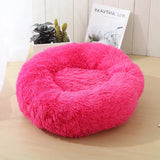 Anti Anxiety Warm Cozy Dog Calming Round Donut Bed-Wiggleez-White-M- 20 in-Wiggleez