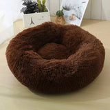 Anti Anxiety Warm Cozy Dog Calming Round Donut Bed-Wiggleez-Coffee-M- 20 in-Wiggleez