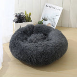 Anti Anxiety Warm Cozy Dog Calming Round Donut Bed-Wiggleez-Dark Grey-M- 20 in-Wiggleez