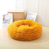 Anti Anxiety Warm Cozy Dog Calming Round Donut Bed-Wiggleez-Orange-M- 20 in-Wiggleez