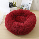 Anti Anxiety Warm Cozy Dog Calming Round Donut Bed-Wiggleez-Wine Red-M- 20 in-Wiggleez