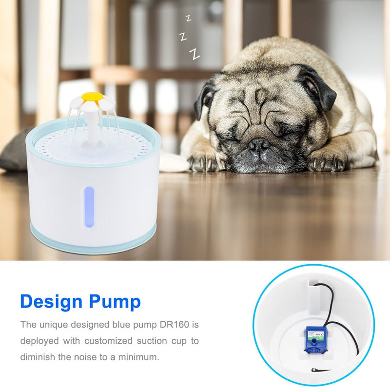 Automatic Cat Water Fountain with LED Lights-Wiggleez-White-Wiggleez