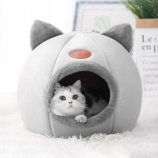 Cozy Cat Warm Round Bed-Wiggleez-Light Grey-M-Wiggleez