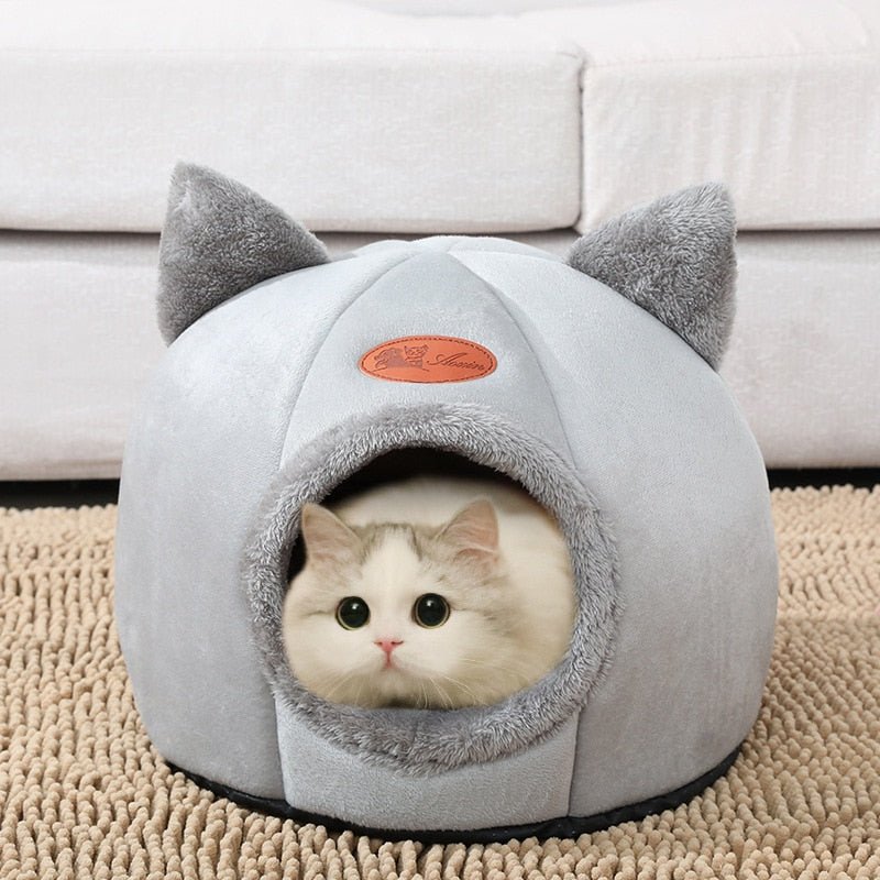 Cozy Cat Warm Round Bed-Wiggleez-Light Grey-M-Wiggleez