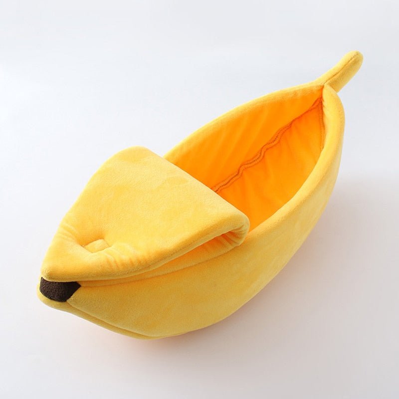 Cozy Warm Banana Shape Cat Bed Basket-Cat Warm Cozy Bed-Wiggleez-Yellow-S For under 3 Ibs-Wiggleez