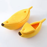 Cozy Warm Banana Shape Cat Bed Basket-Cat Warm Cozy Bed-Wiggleez-Yellow-S For under 3 Ibs-Wiggleez