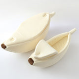 Cozy Warm Banana Shape Cat Bed Basket-Cat Warm Cozy Bed-Wiggleez-Creamy-white-S For under 3 Ibs-Wiggleez