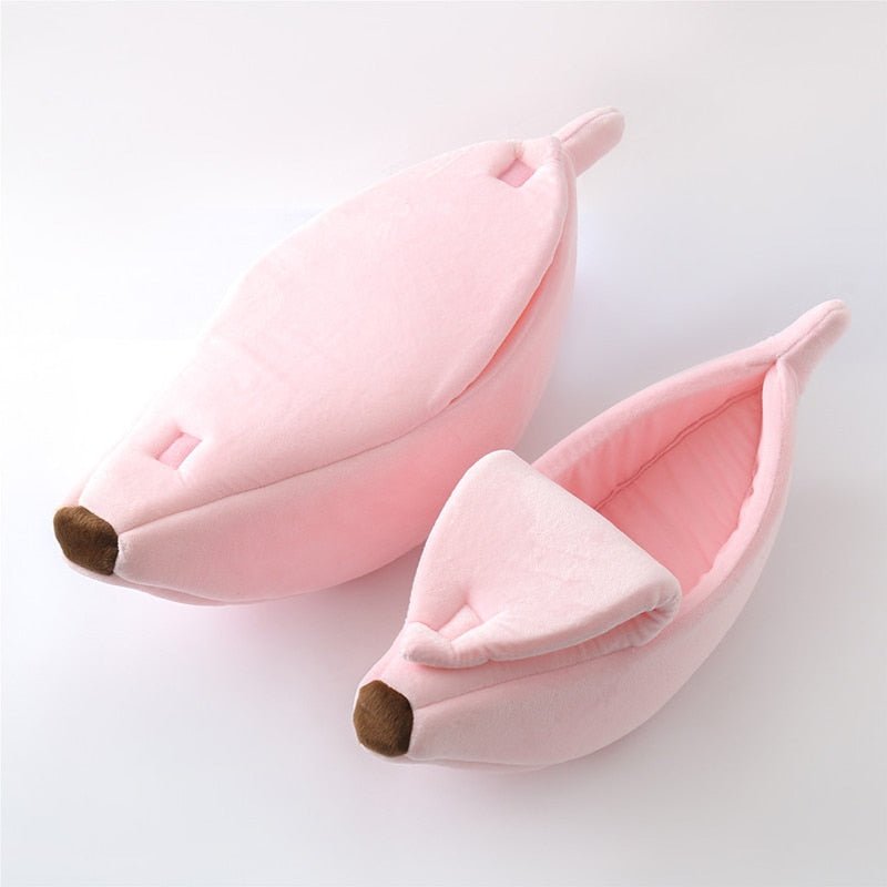 Cozy Warm Banana Shape Cat Bed Basket-Cat Warm Cozy Bed-Wiggleez-Pink-S For under 3 Ibs-Wiggleez