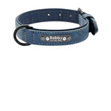 Custom Personalized Premium Leather Dog Collars & Leash Dogs-Wiggleez-Blue Collar-S-Wiggleez