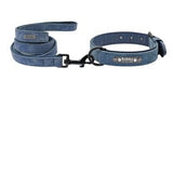 Custom Personalized Premium Leather Dog Collars & Leash Dogs-Wiggleez-Blue Set-S-Wiggleez