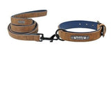 Custom Personalized Premium Leather Dog Collars & Leash Dogs-Wiggleez-Cofffee Set-S-Wiggleez
