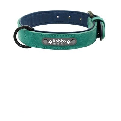Custom Personalized Premium Leather Dog Collars & Leash Dogs-Wiggleez-Green Collar-S-Wiggleez