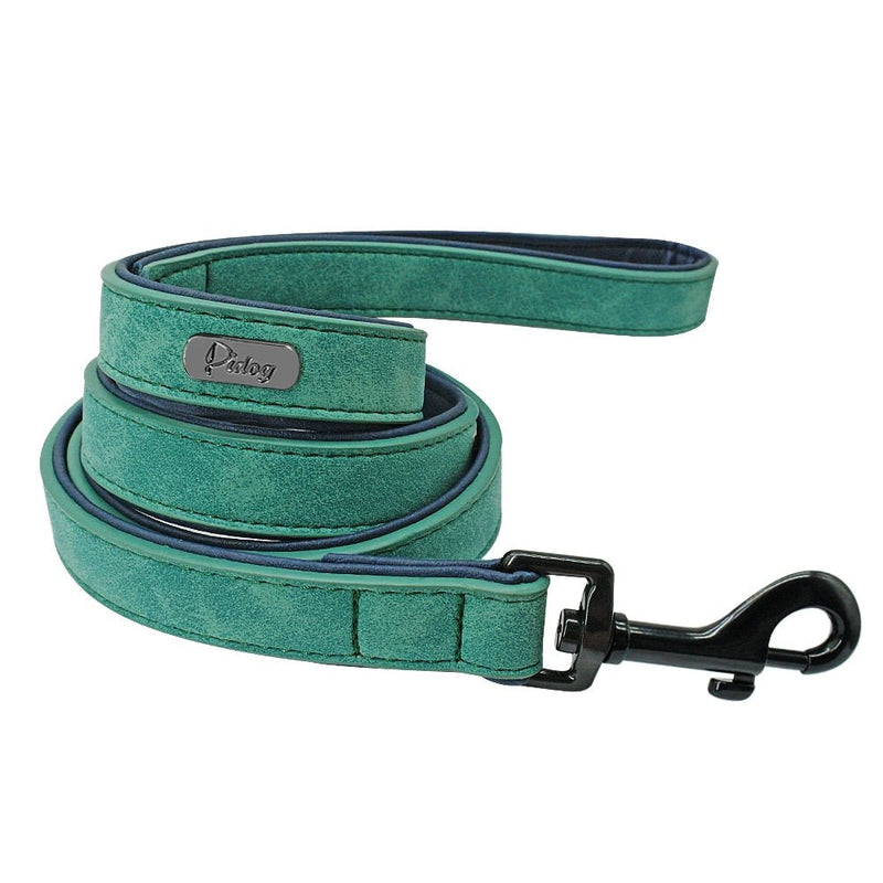 Custom Personalized Premium Leather Dog Collars & Leash Dogs-Wiggleez-Green Leash-S-Wiggleez