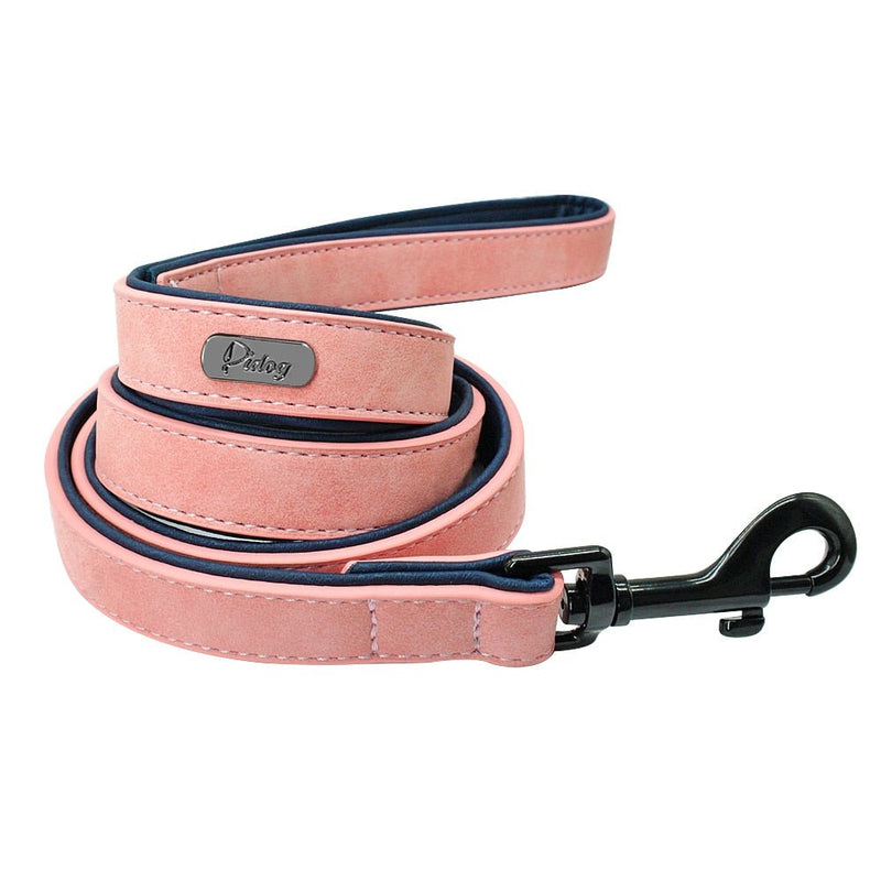 Custom Personalized Premium Leather Dog Collars & Leash Dogs-Wiggleez-Pink Leash-S-Wiggleez
