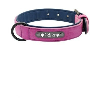 Custom Personalized Premium Leather Dog Collars & Leash Dogs-Wiggleez-Purple Collar-S-Wiggleez