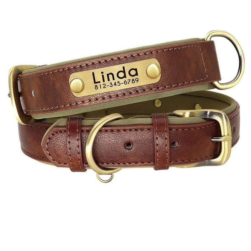 Customized Leather Engraved Soft Dog Collar-Wiggleez-Coffee-XS-Wiggleez