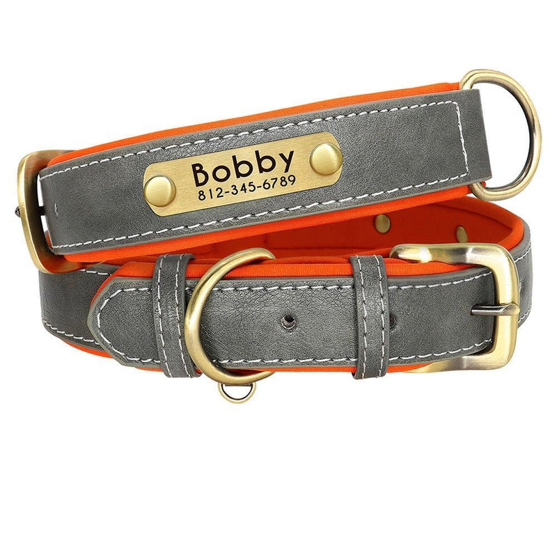 Customized Leather Engraved Soft Dog Collar-Wiggleez-Gray-XS-Wiggleez