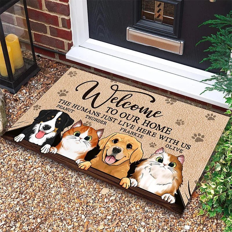 Customized Personalized Water Absorbing Cat and Dog Outdoor and Indoor Door Mat-Wiggleez-C-40cmx60cm-Wiggleez