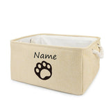 Customized Plain Dog Toy Paw Storage Basket-Wiggleez-G Beige-S 12 x 8 x 5 In-Wiggleez