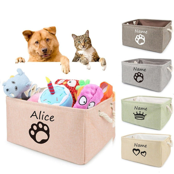 Customized Plain Dog Toy Paw Storage Basket-Wiggleez-F Gray-S 12 x 8 x 5 In-Wiggleez