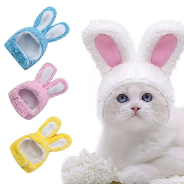 Cute Rabbit Ears Cap for Cats-Wiggleez-White-Wiggleez