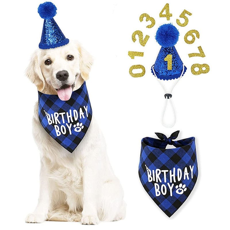 Dog Birthday Bandana Scarf-Wiggleez-Blue Set-Wiggleez