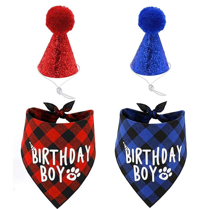 Dog Birthday Bandana Scarf-Wiggleez-Blue Set-Wiggleez