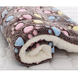 Dogs Cats Thick Fleece Warm Cozy Contemporary Sleeping Bed Blanket Mat Rug-Wiggleez-Coffee Footprint-S-Wiggleez