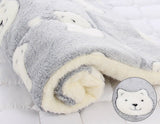 Dogs Cats Thick Fleece Warm Cozy Contemporary Sleeping Bed Blanket Mat Rug-Wiggleez-Grey Bear Head-S-Wiggleez