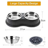 Double Slow Feeder Dog Bowl-Wiggleez-Black-Wiggleez