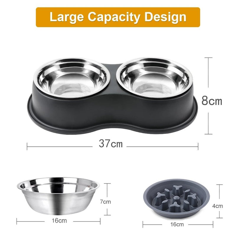 Double Slow Feeder Dog Bowl-Wiggleez-Black-Wiggleez