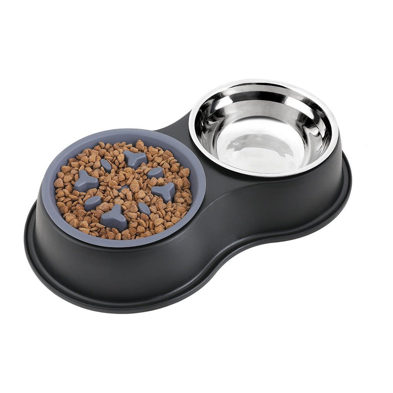 Double Slow Feeder Dog Bowl-Wiggleez-Black-Wiggleez