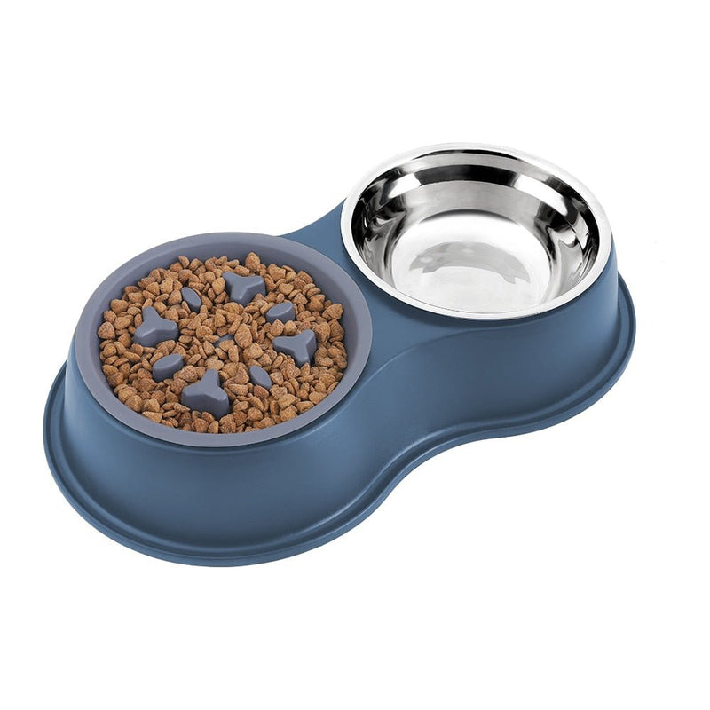 Double Slow Feeder Dog Bowl-Wiggleez-Blue-Wiggleez