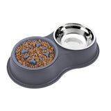 Double Slow Feeder Dog Bowl-Wiggleez-Gray-Wiggleez