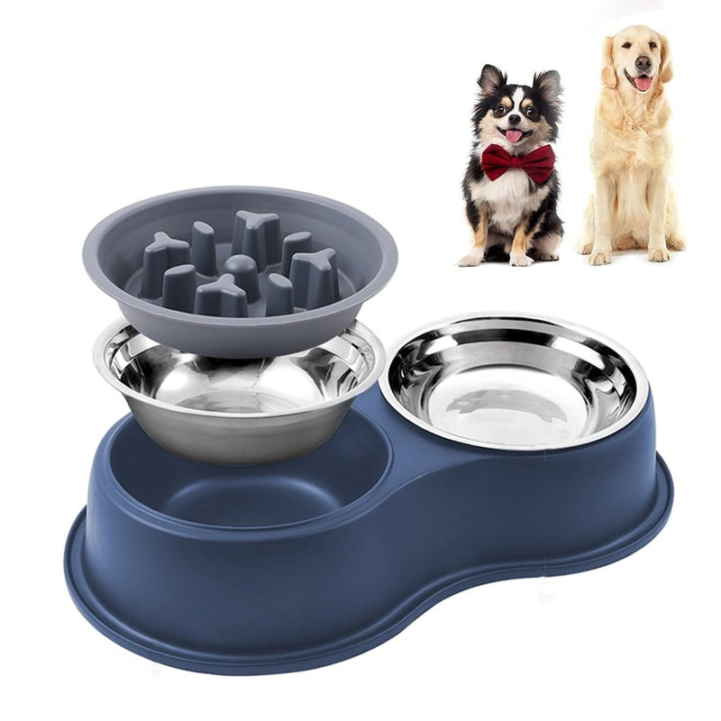 Double Slow Feeder Dog Bowl-Wiggleez-Black-Wiggleez