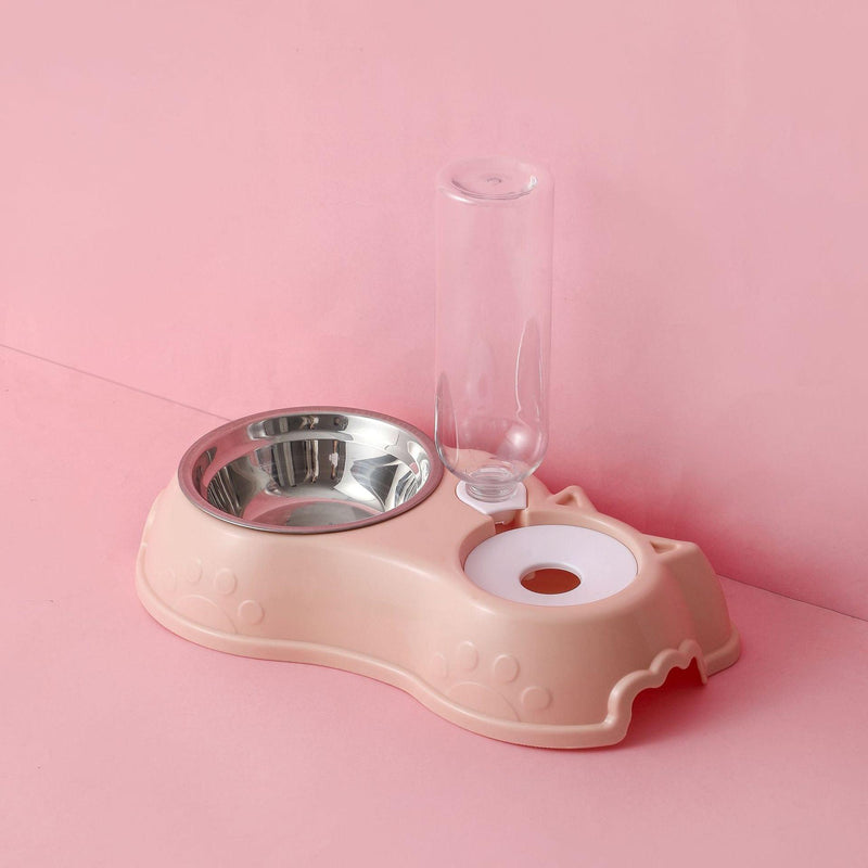 Feeder Bowl Dispenser With Water Bottle-Wiggleez-Pink-Wiggleez